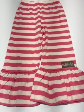 Matilda Jane Girls Pink Stripe Big Ruffle Pants Size 6